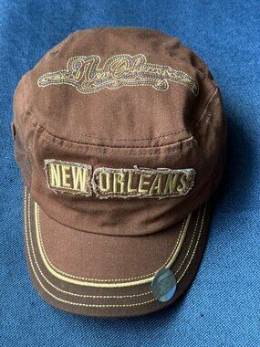 NWT New Orleans Military Cadet Hat - Embroidered Louisiana Souvenir Cap - Brown